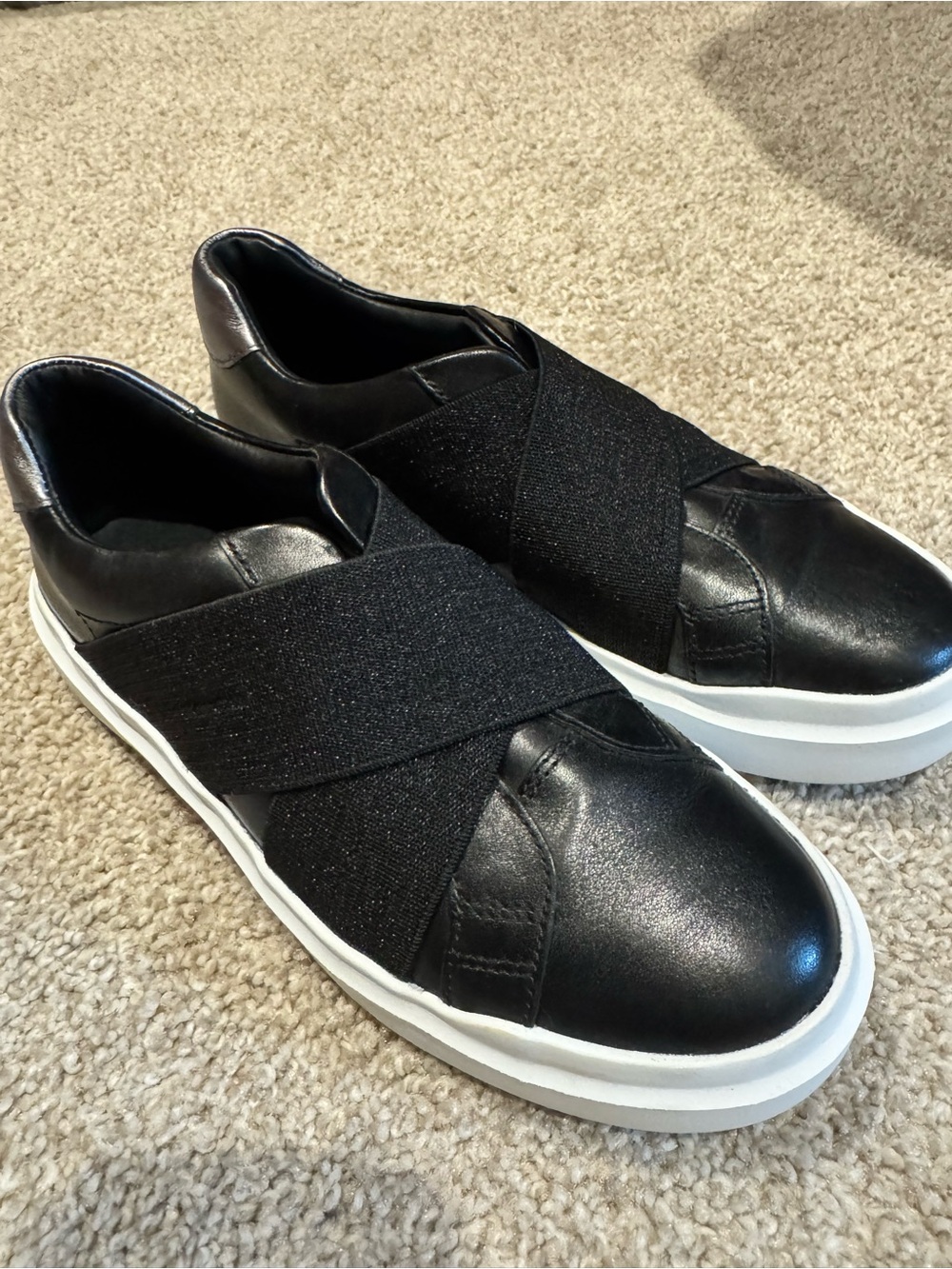 Cole Haan Black Slip-On Platform Sneakers with Wide Elastic Straps